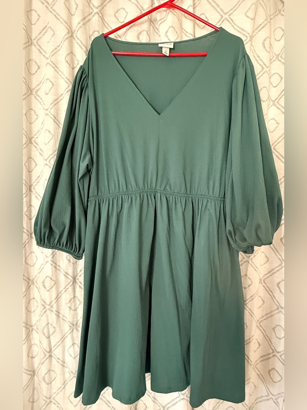 Ava & Viv V-Neck Puff Sleeve Dress with pockets.